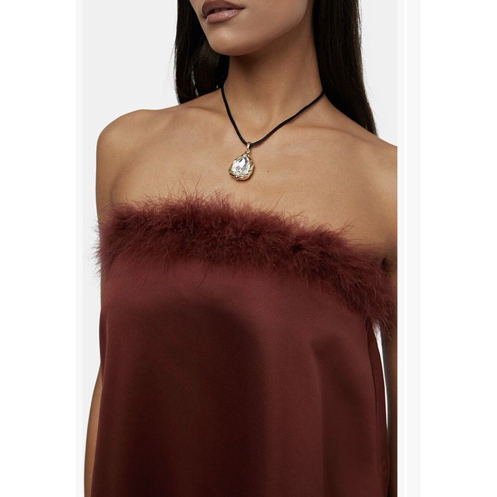 we wore what faux‎ fur strapless satin dress Size 6 - Picture 3 of 9